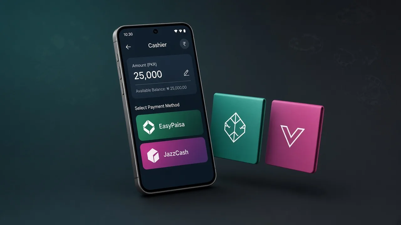 Phone cashier with EasyPaisa and JazzCash payment tiles